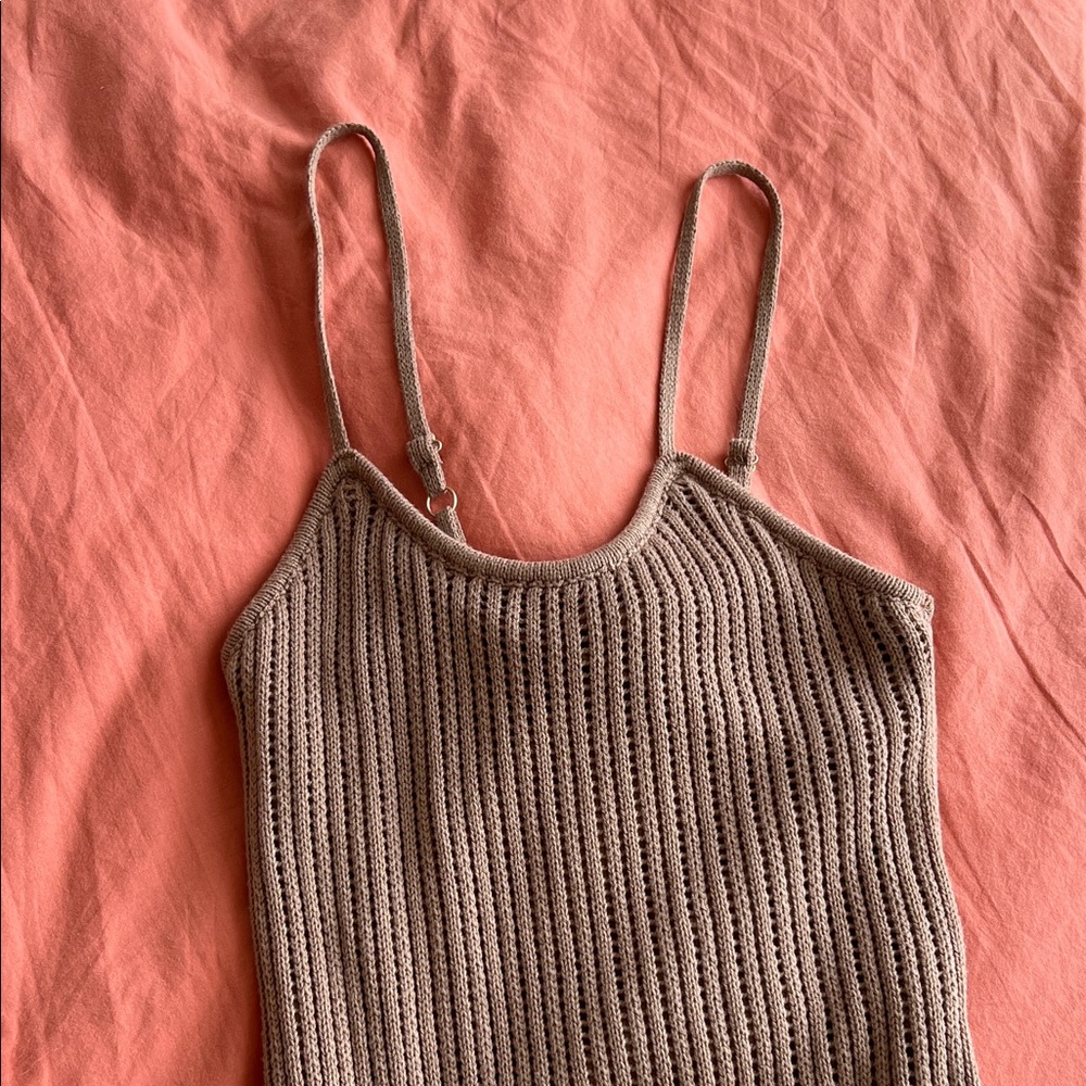 Crochet Brown Tan Maxi Dress - Picture 2 of 4